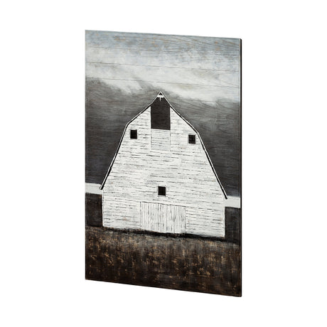 Sawmill Creek 42x62 Farmhouse White Barn Original Hand Painted on Wood Oil Painting from Mercana - Luna Furniture