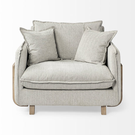 Roy II Frost Gray Upholstered and Brown Wood Frame Arm Chair from Mercana - Luna Furniture