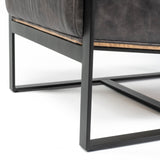 Stamford Black Genuine Leather Seat w/ Wood Back, Metal Frame Accent Chair from Mercana - Luna Furniture