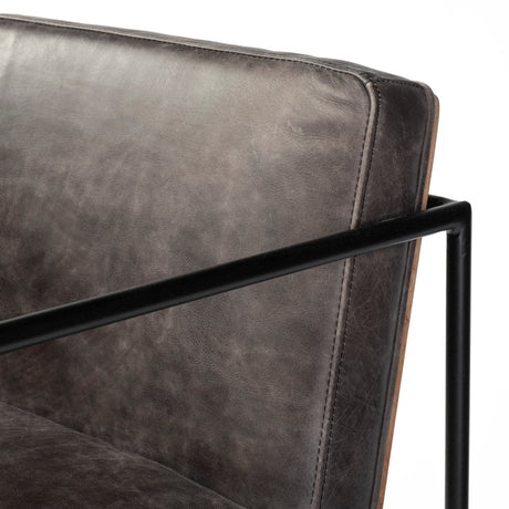 Stamford 40" Total Height Black Leather Seat w/ Wood Back, Metal Frame Bar Stool from Mercana - Luna Furniture