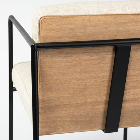 Stamford 40" Total Height Light Beige Upholstered Seat w/ Wood Back, Metal Frame Bar Stool from Mercana - Luna Furniture