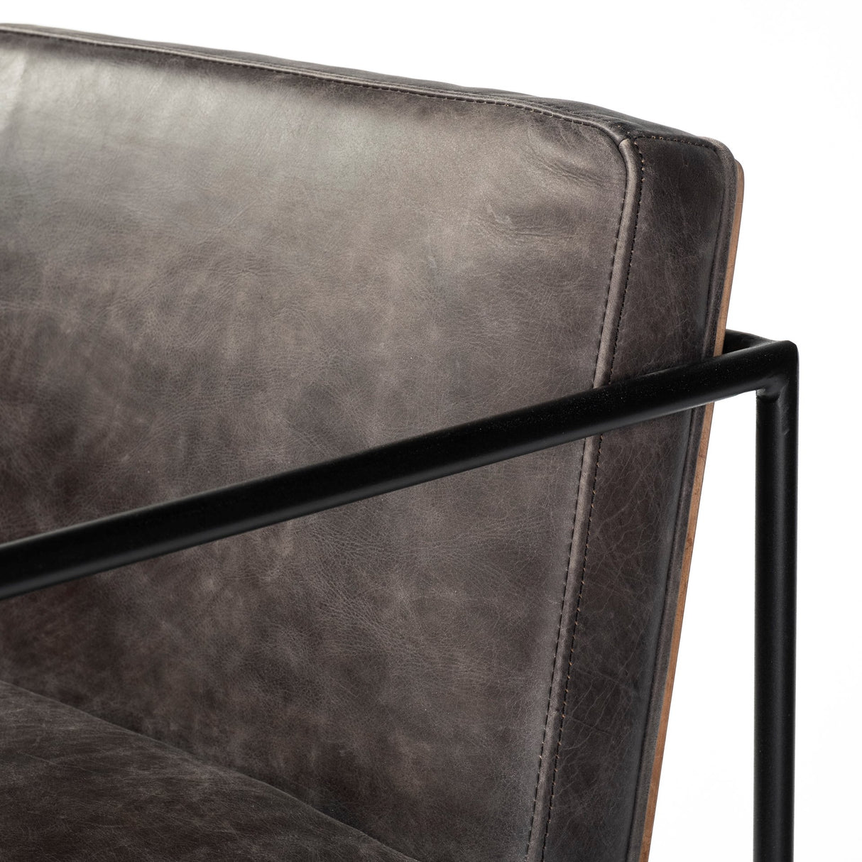 Stamford 36" Total Height Black Leather Seat w/ Wood Back, Metal Frame Counter Stool from Mercana - Luna Furniture