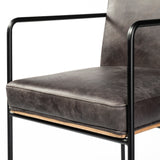 Stamford 36" Total Height Black Leather Seat w/ Wood Back, Metal Frame Counter Stool from Mercana - Luna Furniture