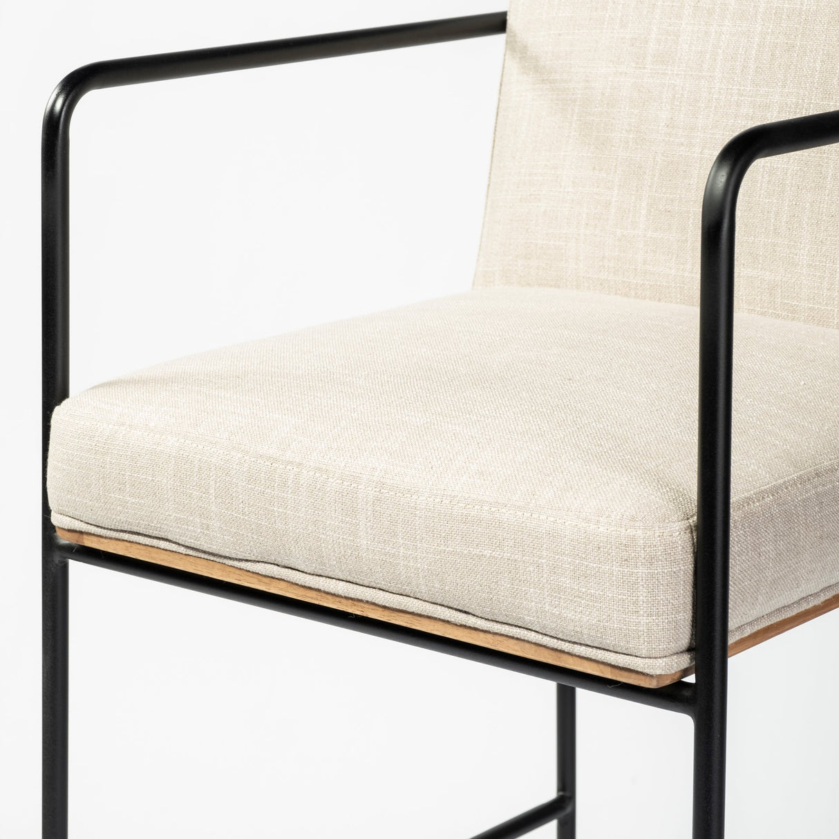 Stamford 36" Total Height Light Beige Upholstered Seat w/ Wood Back, Metal Frame Counter Stool from Mercana - Luna Furniture