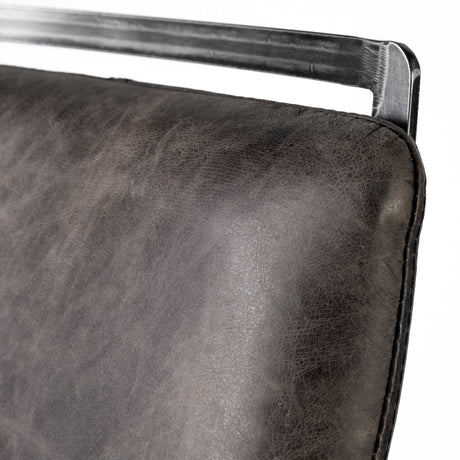 Kavalan 33.5" Total Height Ebony Leather Seat Black Metal Frame Counter Stool from Mercana - Luna Furniture