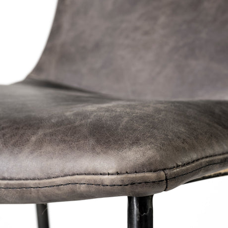 Kavalan 33.5" Total Height Ebony Leather Seat Black Metal Frame Counter Stool from Mercana - Luna Furniture