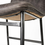Kavalan 33.5" Total Height Ebony Leather Seat Black Metal Frame Counter Stool from Mercana - Luna Furniture