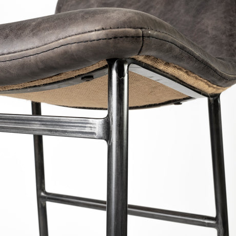 Kavalan 33.5" Total Height Ebony Leather Seat Black Metal Frame Counter Stool from Mercana - Luna Furniture