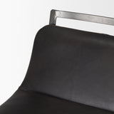 Kavalan 37.5" Total Height Ebony Leather Seat Black Metal Frame Bar Stool from Mercana - Luna Furniture