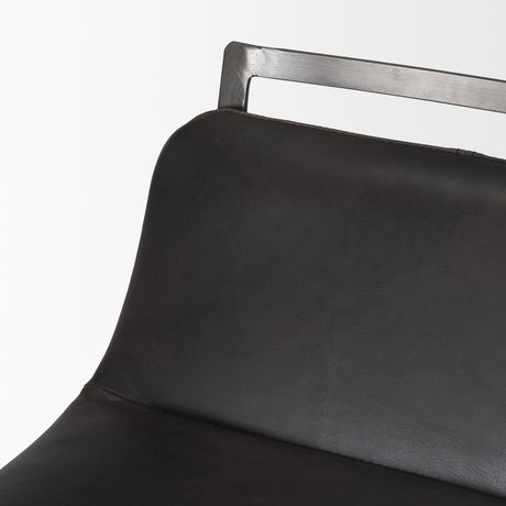 Kavalan 37.5" Total Height Ebony Leather Seat Black Metal Frame Bar Stool from Mercana - Luna Furniture