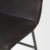 Kavalan 37.5" Total Height Ebony Leather Seat Black Metal Frame Bar Stool from Mercana - Luna Furniture
