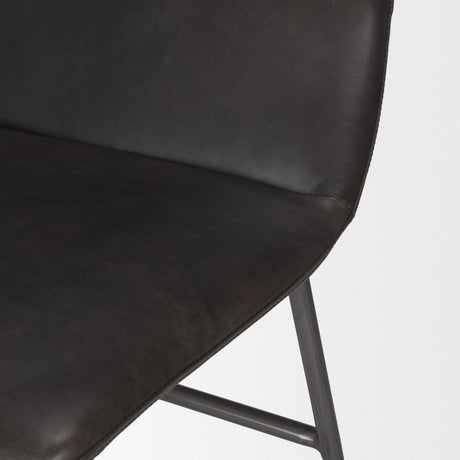 Kavalan 37.5" Total Height Ebony Leather Seat Black Metal Frame Bar Stool from Mercana - Luna Furniture