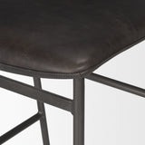 Kavalan 37.5" Total Height Ebony Leather Seat Black Metal Frame Bar Stool from Mercana - Luna Furniture