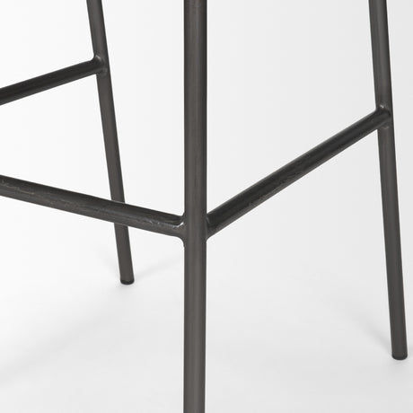 Kavalan 37.5" Total Height Ebony Leather Seat Black Metal Frame Bar Stool from Mercana - Luna Furniture