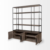 Braxton I Light Brown Wood and Iron Three Shelf Shelving Unit 81.5L x 18.5W x 90 from Mercana - Luna Furniture
