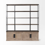 Braxton I Light Brown Wood and Iron Three Shelf Shelving Unit 81.5L x 18.5W x 90 from Mercana - Luna Furniture