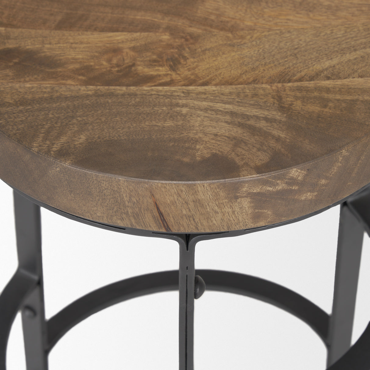 Neo 26.3" Seat Height Brown Wood Seat Black Metal Frame Stool from Mercana - Luna Furniture