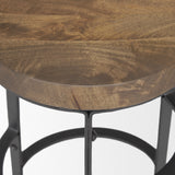 Neo 26.3" Seat Height Brown Wood Seat Black Metal Frame Stool from Mercana - Luna Furniture