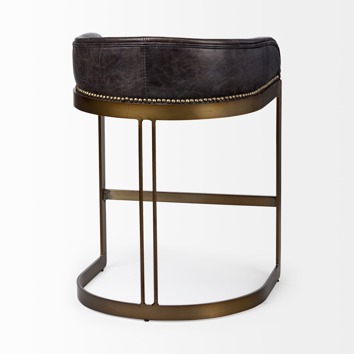 Hollyfield II Black Leather Seat Gold Metal Base Counter Stool from Mercana - Luna Furniture
