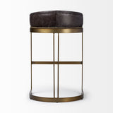 Hollyfield II Black Leather Seat Gold Metal Base Bar Stool from Mercana - Luna Furniture