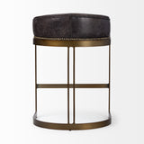 Hollyfield II Black Leather Seat Gold Metal Base Counter Stool from Mercana - Luna Furniture