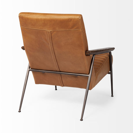 Grosjean Brown Leather Wrap Metal Frame Accent Chair from Mercana - Luna Furniture