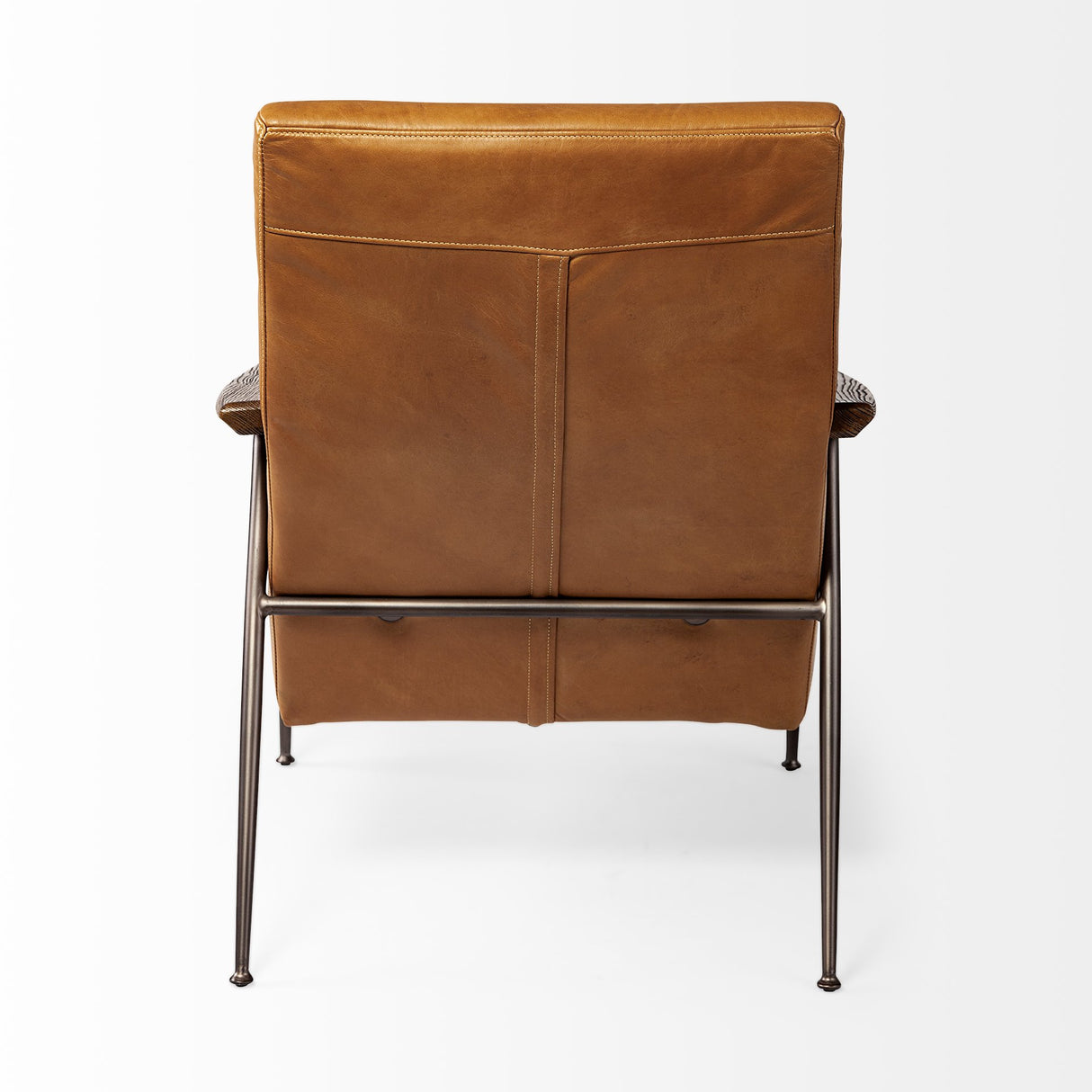 Grosjean Brown Leather Wrap Metal Frame Accent Chair from Mercana - Luna Furniture