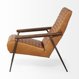 Grosjean Brown Leather Wrap Metal Frame Accent Chair from Mercana - Luna Furniture