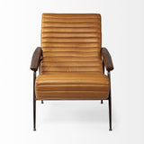 Grosjean Brown Leather Wrap Metal Frame Accent Chair from Mercana - Luna Furniture