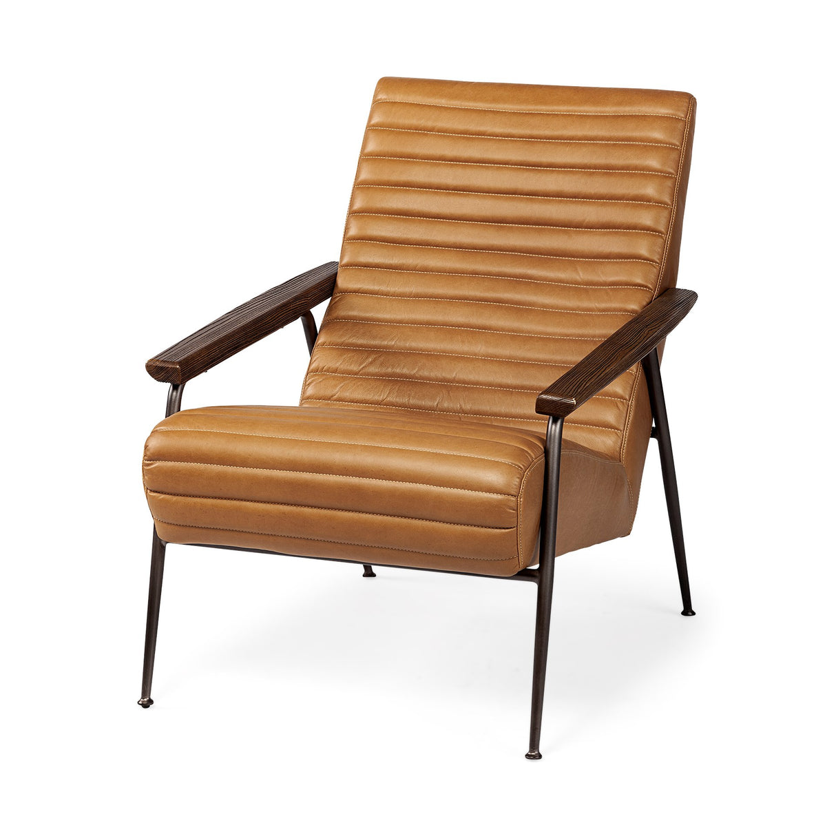Grosjean Brown Leather Wrap Metal Frame Accent Chair from Mercana - Luna Furniture