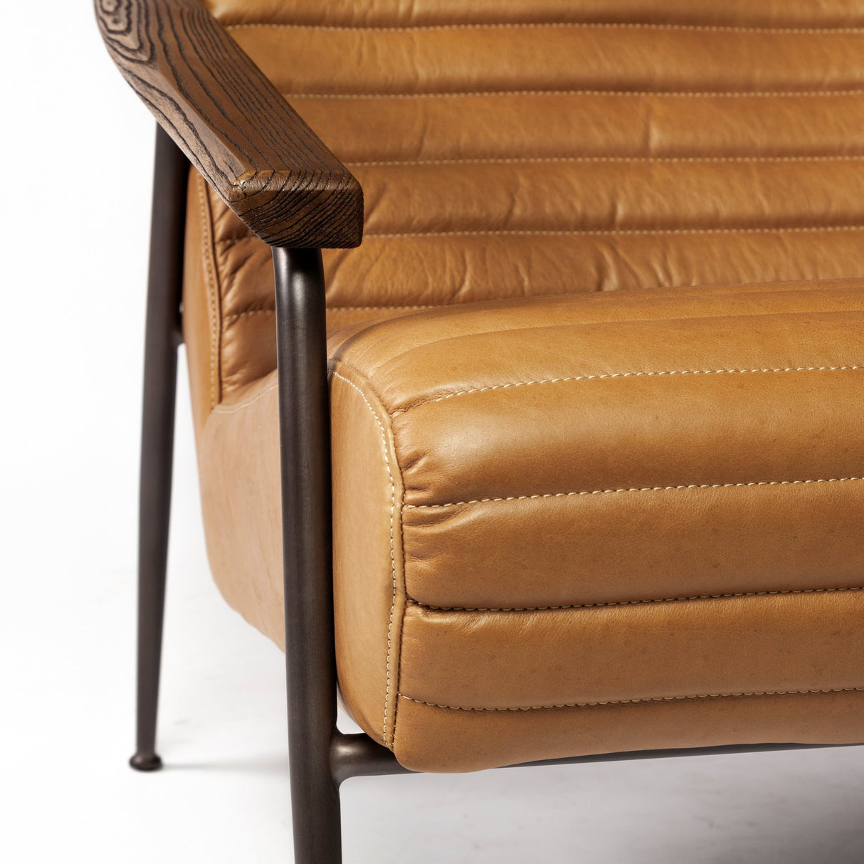 Grosjean Brown Leather Wrap Metal Frame Accent Chair from Mercana - Luna Furniture