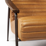 Grosjean Brown Leather Wrap Metal Frame Accent Chair from Mercana - Luna Furniture