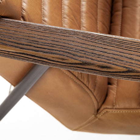 Grosjean Brown Leather Wrap Metal Frame Accent Chair from Mercana - Luna Furniture