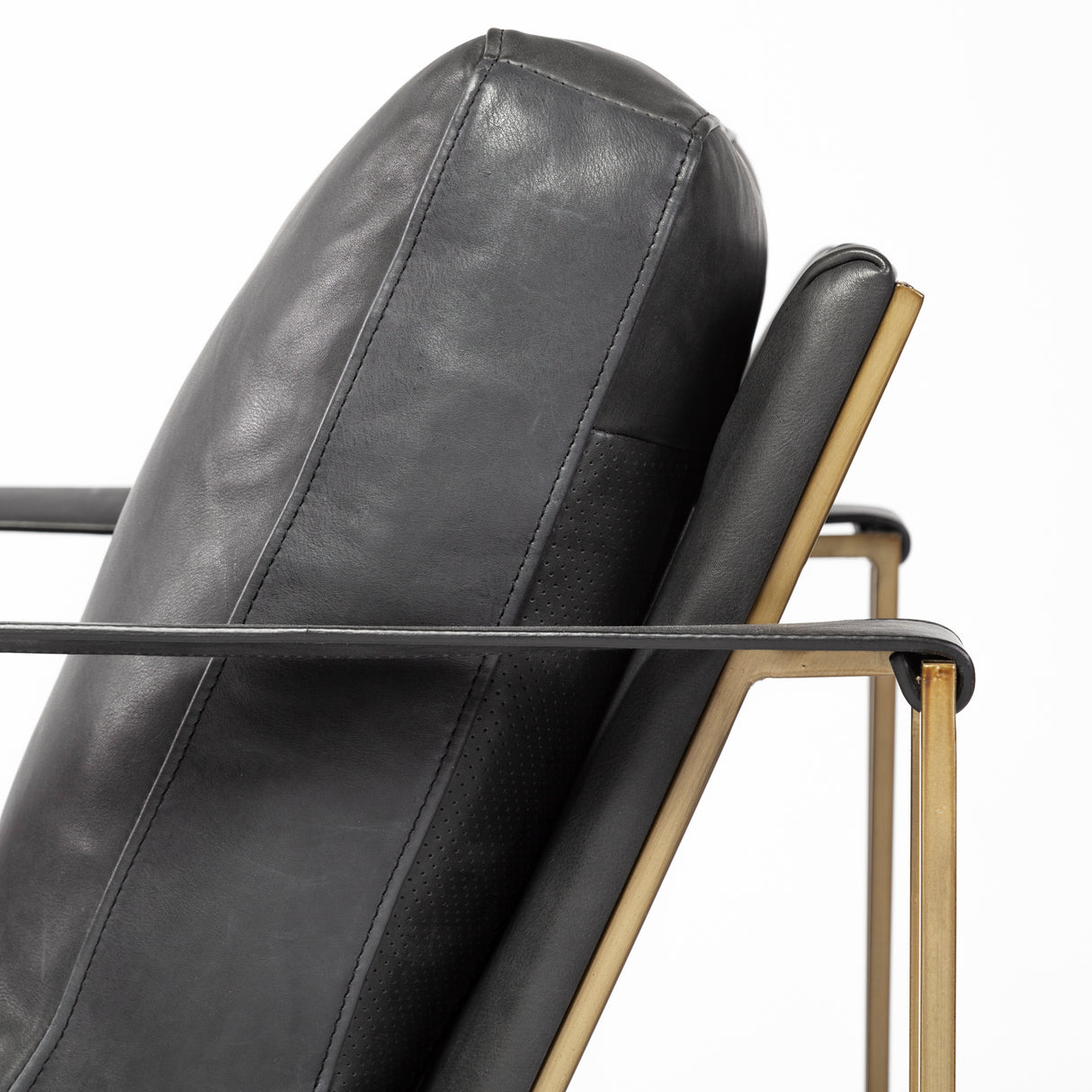 Watson Black Leather Wrap Gold Metal Frame Accent Chair from Mercana - Luna Furniture