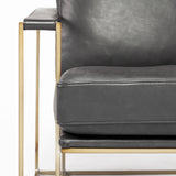 Watson Black Leather Wrap Gold Metal Frame Accent Chair from Mercana - Luna Furniture
