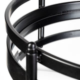 Ada Round Shape Black Metal Frame Two-Tier w/Glass Shelf Bar Cart from Mercana - Luna Furniture