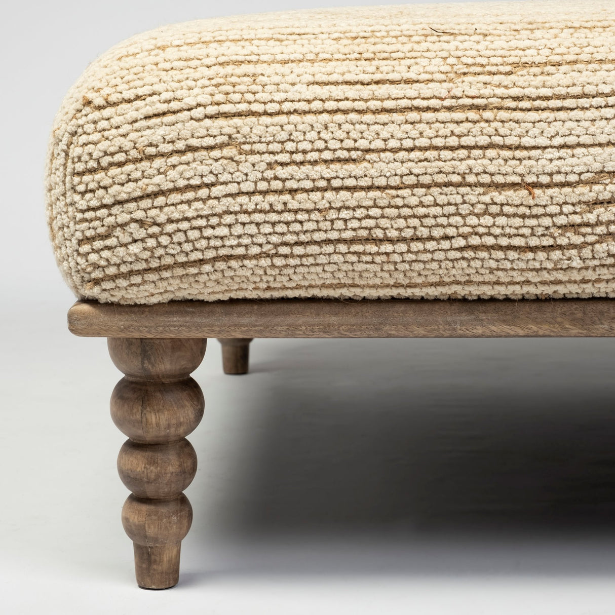 Alder I 42L x 42W Upholstered Cream Seat With Brown Wooden Base Accent Bench from Mercana - Luna Furniture