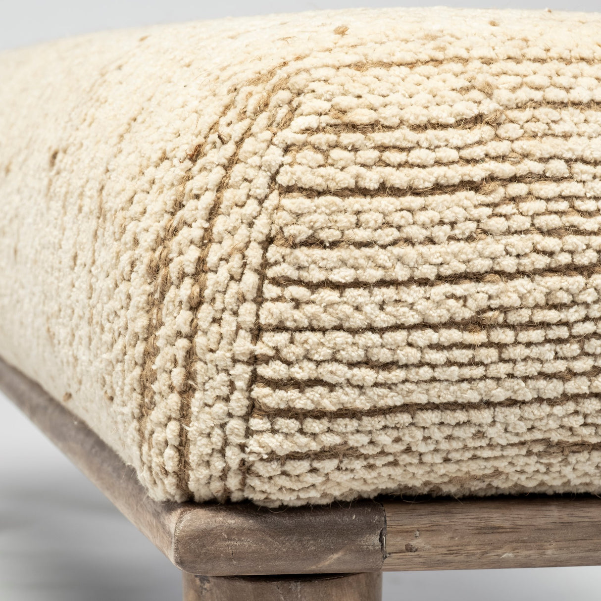 Alder II 55L x 16W Cream Upholstered Seat Wooden Base Accent Bench from Mercana - Luna Furniture