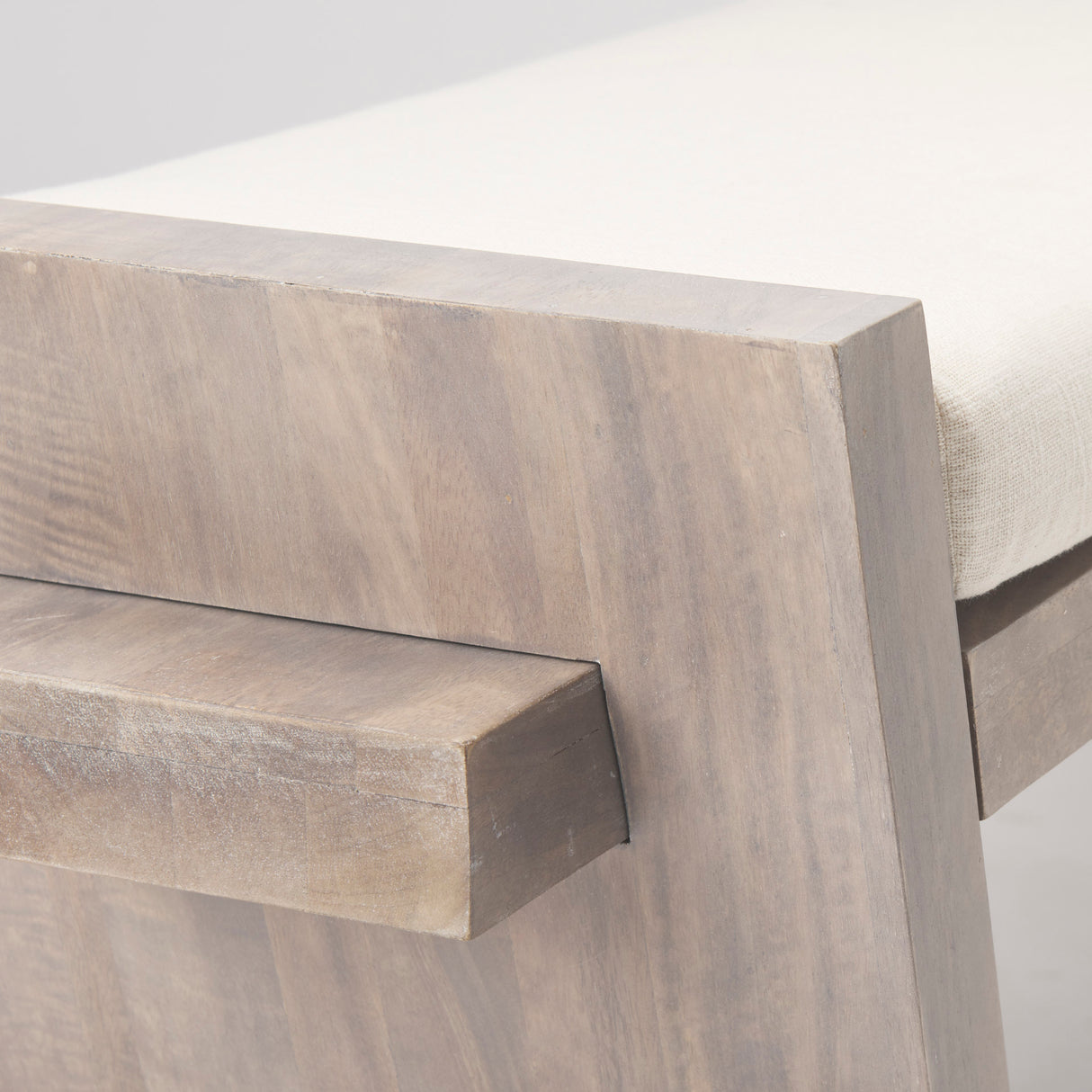 Elaine I 58L x 14.75W x 20H Brown Wood Upholstered Cream Seat Entryway Bench from Mercana - Luna Furniture