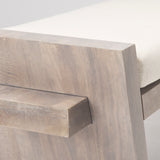 Elaine I 58L x 14.75W x 20H Brown Wood Upholstered Cream Seat Entryway Bench from Mercana - Luna Furniture