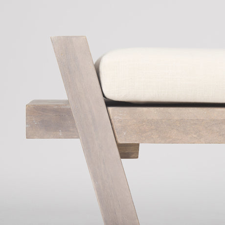 Elaine I 58L x 14.75W x 20H Brown Wood Upholstered Cream Seat Entryway Bench from Mercana - Luna Furniture