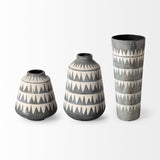 Delaney Large Gray Patterned Ceramic Vase from Mercana - Luna Furniture
