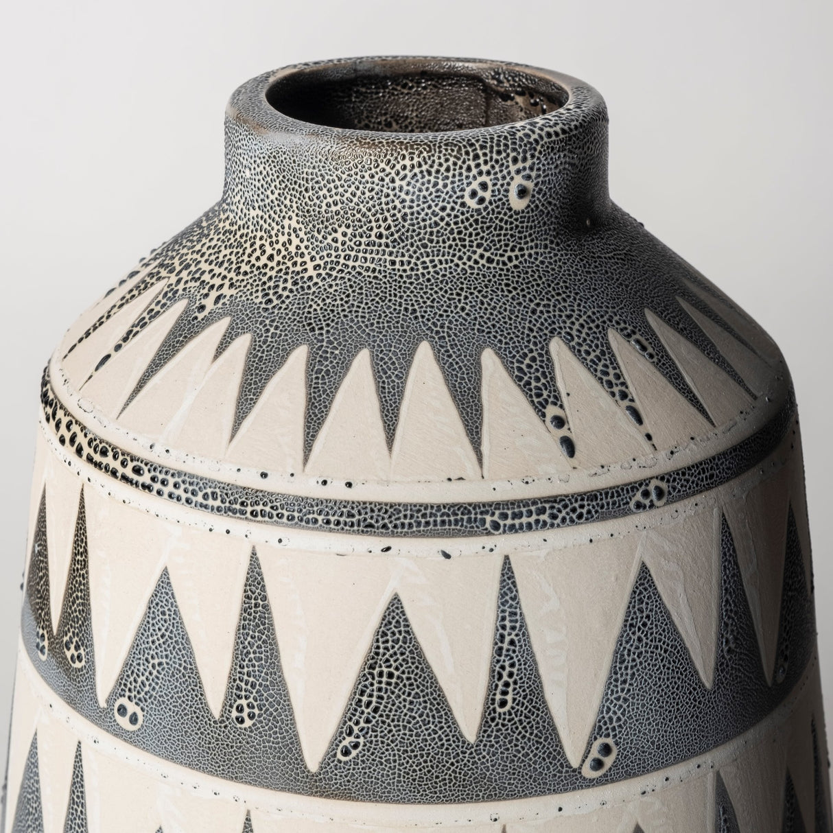 Delaney Large Gray Patterned Ceramic Vase from Mercana - Luna Furniture