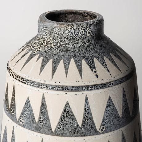 Delaney Large Gray Patterned Ceramic Vase from Mercana - Luna Furniture