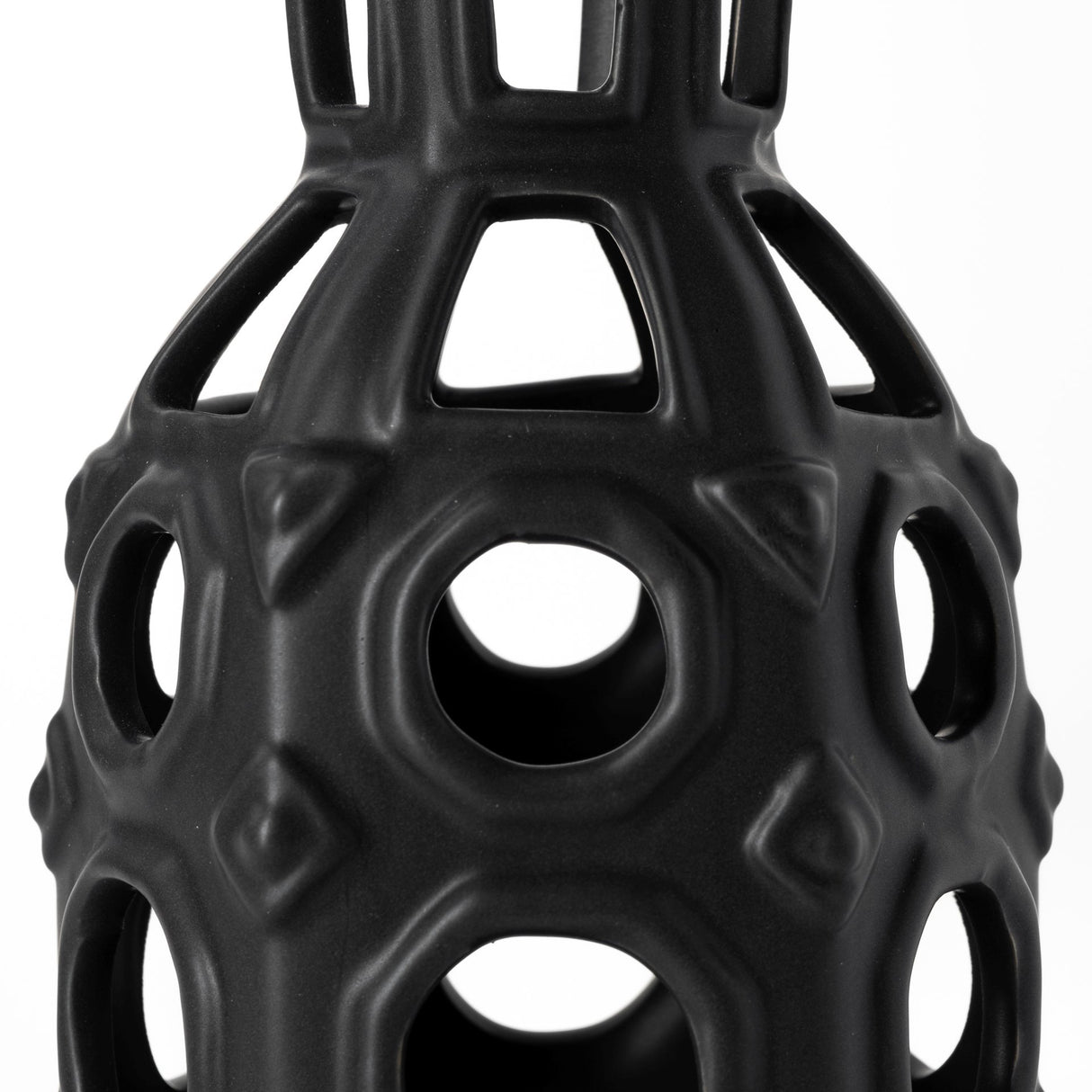 Brunel Small Black Drum-Shaped Ceramic Vase from Mercana - Luna Furniture