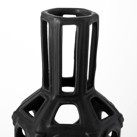 Brunel Large Black Drum-Shaped Ceramic Vase from Mercana - Luna Furniture
