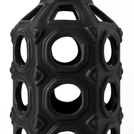 Brunel Large Black Drum-Shaped Ceramic Vase from Mercana - Luna Furniture