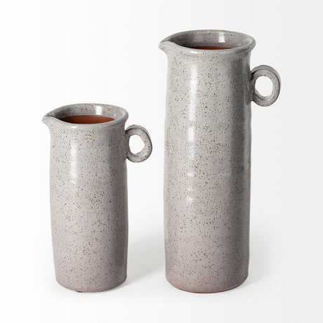 Frieda Large Freckled Gray Ceramic Jug from Mercana - Luna Furniture