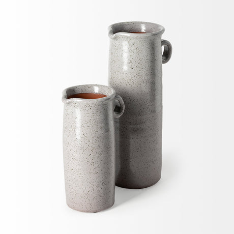 Frieda Large Freckled Gray Ceramic Jug from Mercana - Luna Furniture