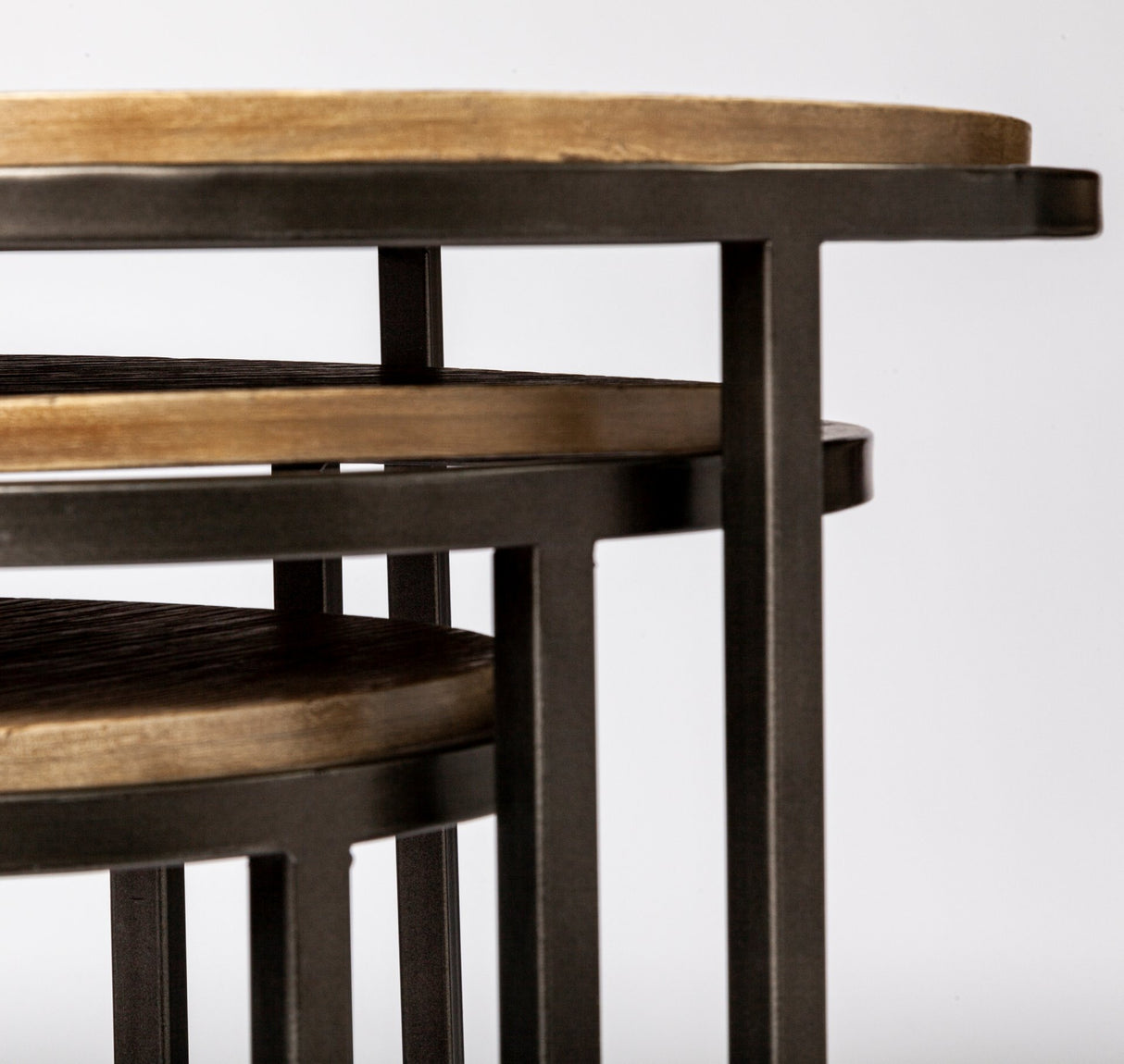 Glover (Set of 3) 20L x 20W Brown Wood Round Top W/Metal Nesting Accent Tables from Mercana - Luna Furniture